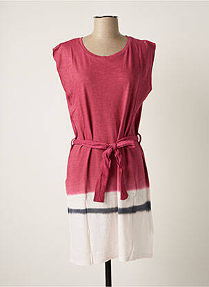 Robe mi-longue manches courtes manches courtes rose MKT STUDIO femme