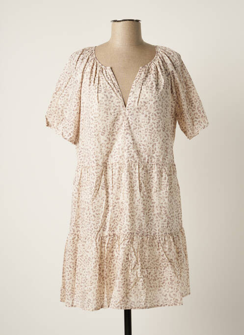 Robe mi-longue manches courtes manches courtes beige RAILS femme