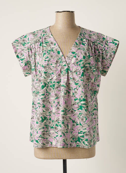 Blouse imprimé fleurs manches courtes violet CHLOÉ STORA femme