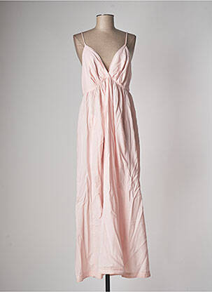 Robe longue tissage crêpe fines bretelles rose RABENS SALONER femme