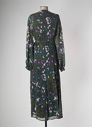 Robe longue manches longues manches longues vert JANE WOOD femme