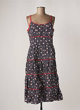 Robe mi-longue coupe évasée fines bretelles bleu BLA-BLA femme