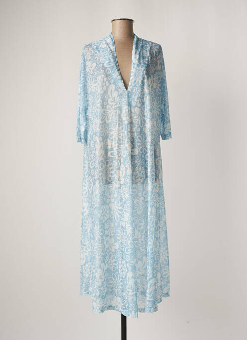 Robe mi-longue imprimé fleurs manches 3/4 bleu MOLLY BRACKEN femme