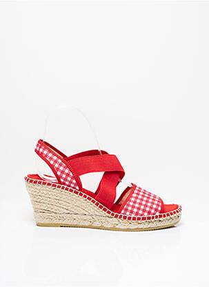 Espadrilles tissage toile talon de 7 à 9cm rouge LA MAISON DE L'ESPADRILLE femme