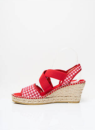 Espadrilles bout ouvert talon de 7 à 9cm rouge LA MAISON DE L'ESPADRILLE femme