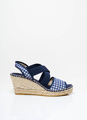 Espadrilles tissage toile talon de 7 à 9cm bleu LA MAISON DE L'ESPADRILLE femme