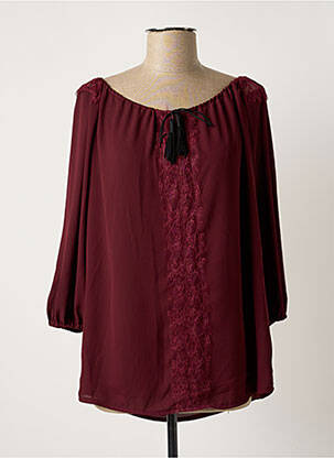 Tunique manches longues tissage crêpe rouge BREAL femme