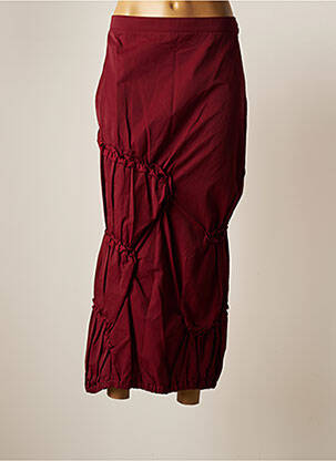 Jupe longue coupe droite rouge GUY DUBOUIS femme
