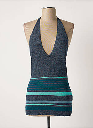 Top stretch sans manche bleu MORGAN femme