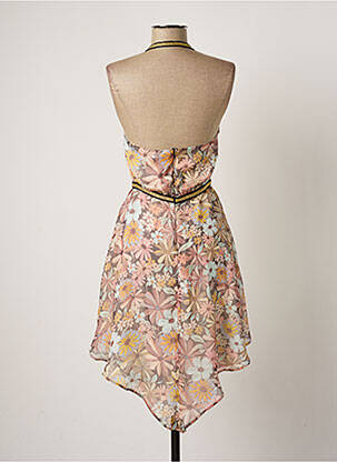 Robe mi-longue imprimé fleurs fines bretelles beige MORGAN femme