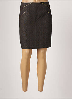 Jupe courte fermeture zippée au dos marron BREAL femme