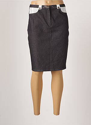 Jupe mi-longue stretch bleu GUY DUBOUIS femme