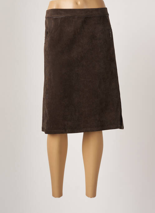 Jupe mi-longue coupe droite marron SCOTTAGE femme