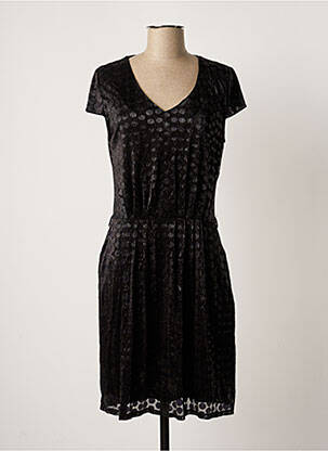 Robe mi-longue manches courtes manches courtes noir BREAL femme