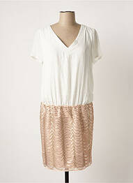Robe mi-longue manches courtes manches courtes rose BREAL femme