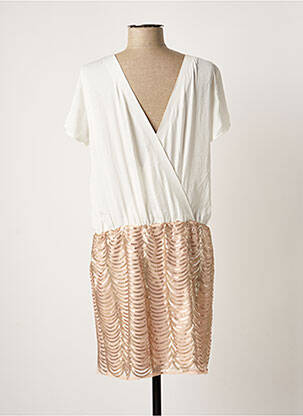 Robe mi-longue manches courtes manches courtes rose BREAL femme