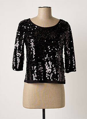 Top col rond manches 3/4 noir CACHE CACHE femme