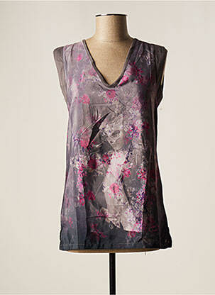 Top imprimé fantaisie sans manche gris BONOBO JEANS femme
