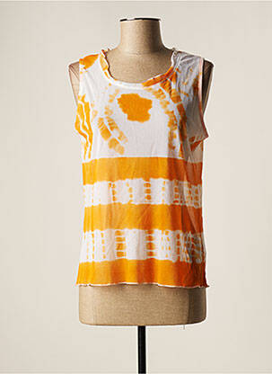 Top stretch sans manche orange LAUREN VIDAL femme