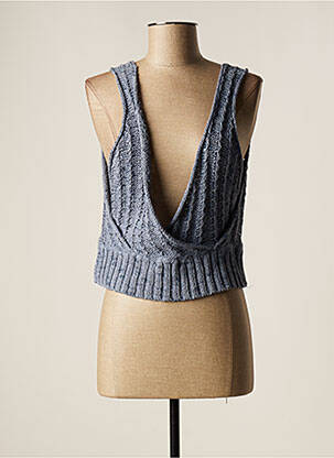 Pull coupe droite fines bretelles bleu LAUREN VIDAL femme