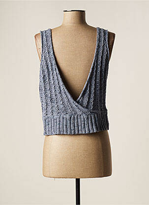 Pull coupe droite fines bretelles bleu LAUREN VIDAL femme