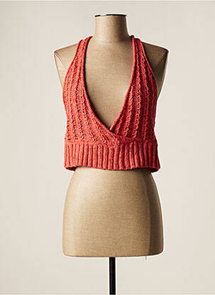 Pull coupe droite fines bretelles rose LAUREN VIDAL femme