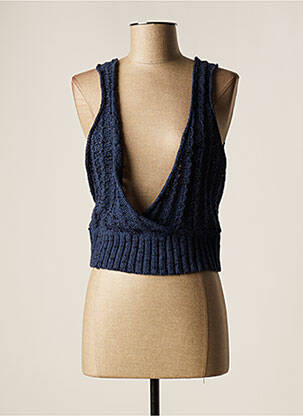 Pull coupe droite fines bretelles bleu LAUREN VIDAL femme