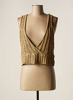Pull coupe droite fines bretelles beige LAUREN VIDAL femme