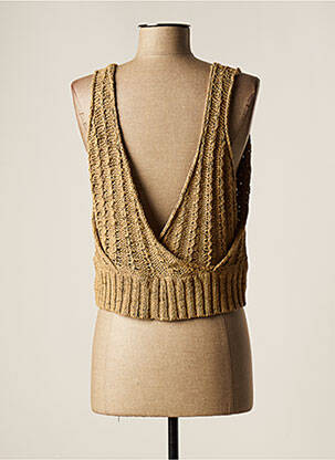 Pull coupe droite fines bretelles beige LAUREN VIDAL femme