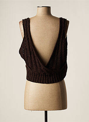 Pull coupe droite fines bretelles marron LAUREN VIDAL femme