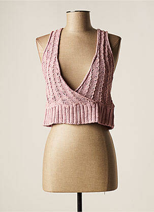 Pull coupe droite fines bretelles rose LAUREN VIDAL femme
