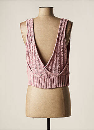 Pull coupe droite fines bretelles rose LAUREN VIDAL femme