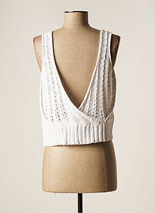 Pull coupe droite fines bretelles blanc LAUREN VIDAL femme