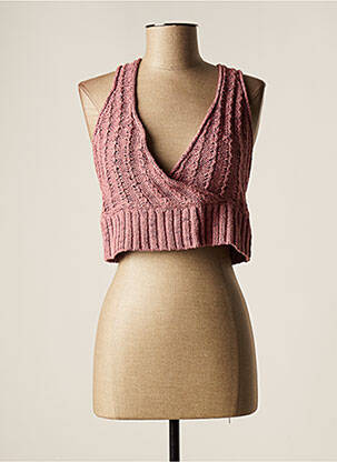 Pull coupe droite fines bretelles violet LAUREN VIDAL femme