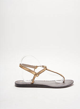 Tongs semelle extérieure cuir talon plat jusqu'à 3cm jaune MORGAN femme