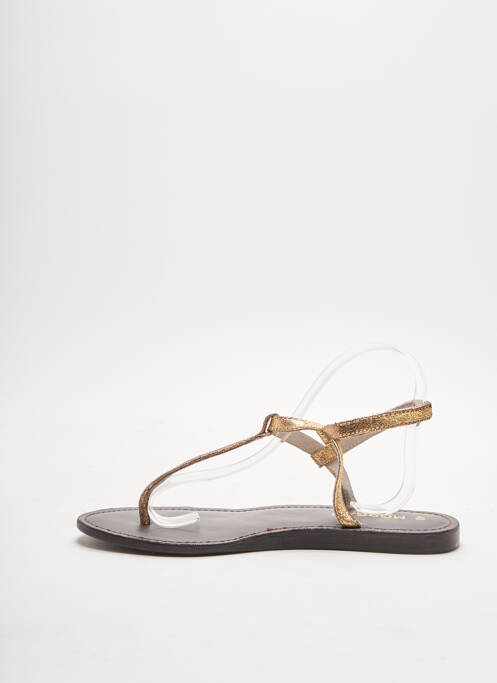 Tongs semelle extérieure cuir talon plat jusqu'à 3cm jaune MORGAN femme