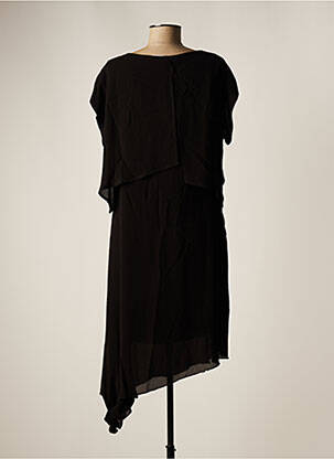 Robe mi-longue tissage crêpe manches courtes noir ELISA CAVALETTI femme