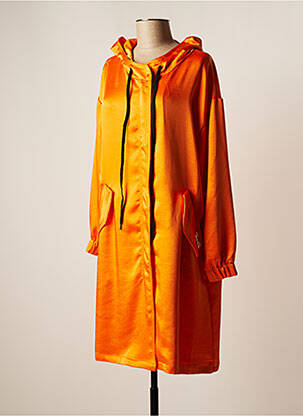 Manteau long coupe droite a capuche orange FRACOMINA femme