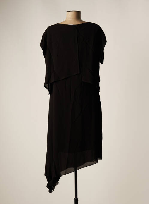 Robe mi-longue tissage crêpe manches courtes noir ELISA CAVALETTI femme