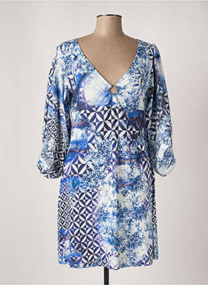 Robe mi-longue imprimé fantaisie manches longues bleu LAFTY LIE femme