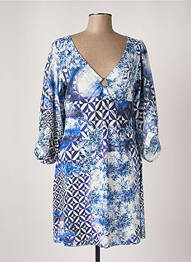 Robe mi-longue imprimé fantaisie manches longues bleu LAFTY LIE femme