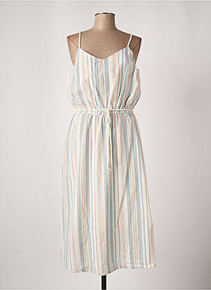 Robe longue tissage crêpe fines bretelles beige C'EST BEAU LA VIE femme