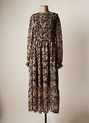 Robe longue imprimé fleurs manches longues noir CREAM femme