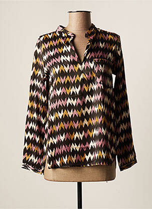 Blouse imprimé fantaisie manches longues noir STORIATIPIC femme