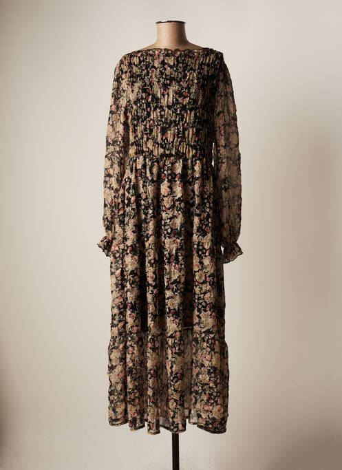 Robe longue imprimé fleurs manches longues noir CREAM femme