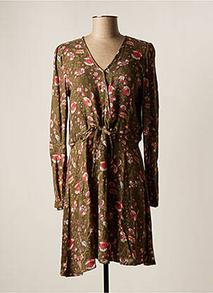 Robe mi-longue imprimé fantaisie manches longues vert ONLY femme