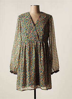 Robe mi-longue imprimé fantaisie manches longues bleu ONLY femme