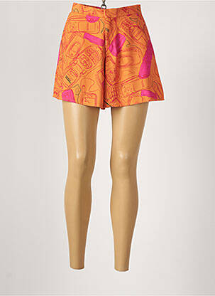 Short fermeture zippée sous rabat avec crochet taille haute orange TEMPERATURA femme