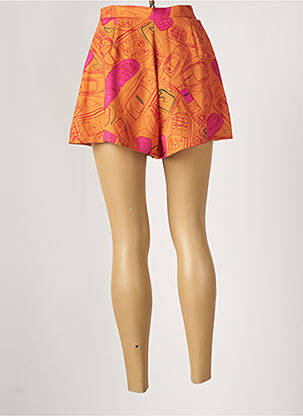 Short fermeture zippée sous rabat avec crochet taille haute orange TEMPERATURA femme