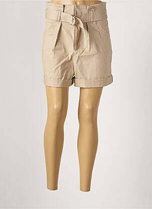 Short fermeture zippée sous rabat avec crochet taille haute beige MORGAN femme